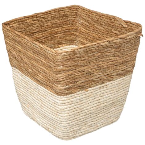 Boîte de rangement tressée bicolore Blanc 31 x 31 cm - Five (1/2)