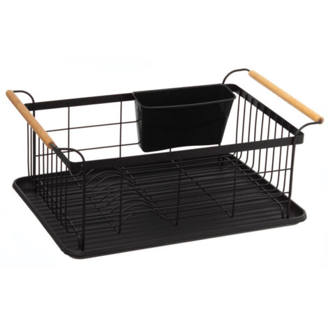 5Five Simply Smart – Panier égouttoir d'évier noir 43x32x18,5cm – Acier et polypropylène – Bac à couverts mobile – Pour cuisines compactes