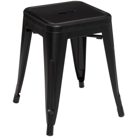 Atmosphera – Tabouret métal noir 38,5x38,5x46 cm – Fer – Assise d'appoint pour espaces restreints – Design industriel élégant