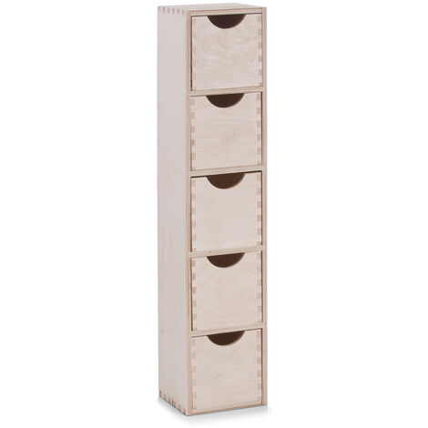 Organisateur multifonctionnel en bois naturel 60x13x12 cm – 5 tiroirs pour rangement flexible – Pour chambre, salon, bureau – Zeller (1/4)