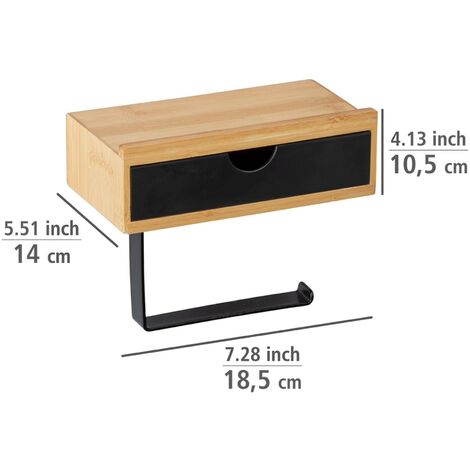 Porte-papier hygiénique BAMBUSA avec tiroir en bambou, noir, Wenko