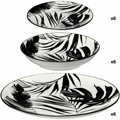 Secret-de-gourmet Palme service de table noir 18 pièces
