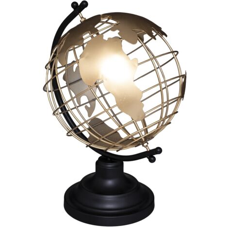 Atmosphera – Globe terrestre décoratif en métal doré – Dimensions L. 19,5 x P. 18,5 x H. 28,5 cm – Design vintage pour intérieur