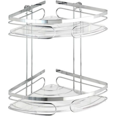 Wenko – Étagère murale de douche 2 niveaux en acier inoxydable – Fixation murale avec vis – Dimensions 26,5 x 27,5 x 19 cm – Drainage libre