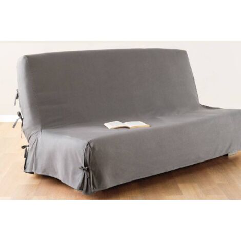 Atmosphera – Housse de clic-clac 140 x 200 cm en coton gris clair – Système d'attaches par nouettes – Lavable en machine à 40°C