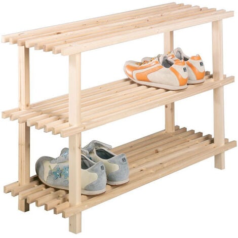 etagere rangement chaussures empilable bois bambou zeller