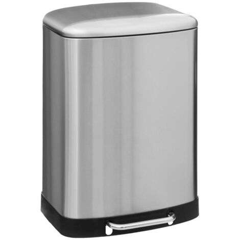5Five Simply Smart – Poubelle en inox 50 litres à pédale – Corps en acier inoxydable – Ouverture large pour usage hygiénique – Dimensions 44x37.5x66cm