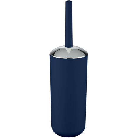 Wenko – Bac brosse Brasil bleu marine – Brosse WC en plastique de haute qualité – Diamètre 8 cm – Accessoires chromés inclus