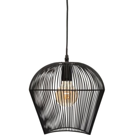 Atmosphera – Suspension métal filaire noire 25cm – Fer laqué noir – Compatible ampoule E27 jusqu'à 40W – Câble ajustable 90cm (1/10)