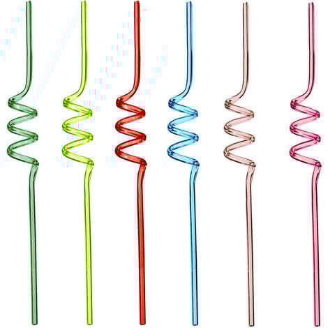 Pailles frisées, colorées, 6 pièces