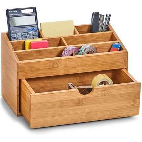Organiseur pour cosmétiques, accessoires de bureau - 7 compartiments, bambou, ZELLER (1/4)