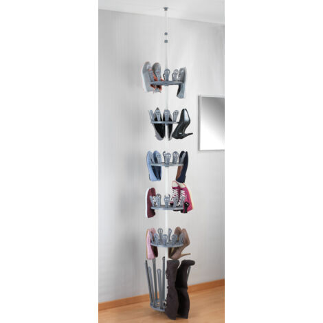 Wenko – Étagère organisateur de chaussures métal – Hauteur ajustable 100-300 cm – Capacité 30-36 paires – Accès facile 360º (1/7)