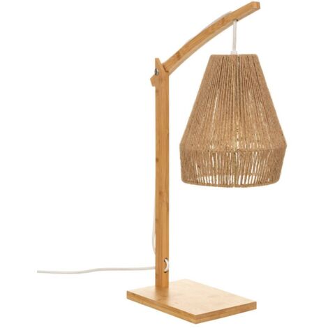 Atmosphera – Lampe à poser en bambou et chanvre H 55 cm – Abat-jour diamètre 8 cm – Douille E27 – Puissance max 40W – Longueur câble 150 cm