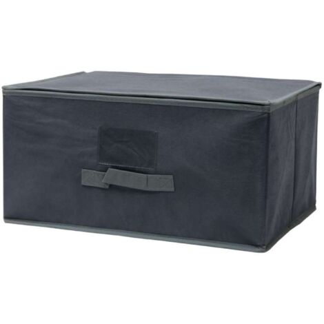 Récipient textile pliant avec couvercle, gris, 44x33x22 cm (1/5)