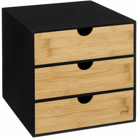 5Five Simply Smart – Rangement de bureau en bambou 3 tiroirs – Dimensions L. 31 x l. 25 x H. 25 cm – Pour bijoux, cosmétiques et documents – Poids 3,05 kg