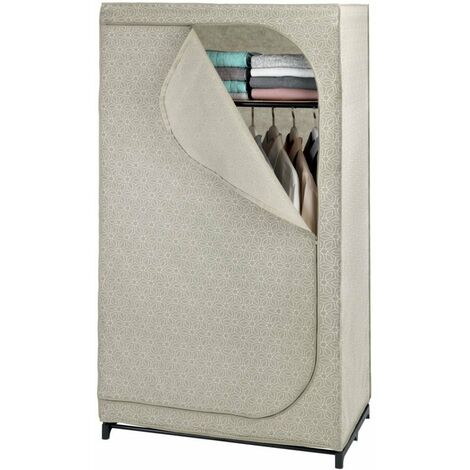 Wenko – Armoire en tissu stable – Dimensions 75x160x50 cm – Charge 10 kg – Tissu polaire respirant – Fermeture zip – Couleur taupe