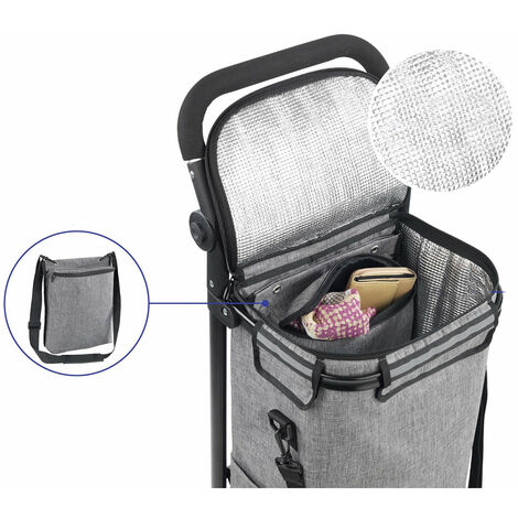 Chariot de courses sur roulettes avec sac isotherme, 38 l