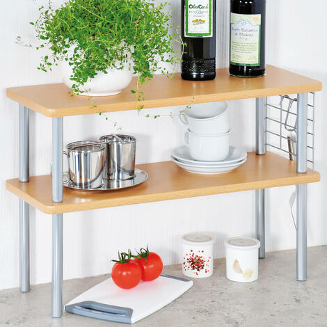 Étagère de cuisine pour comptoir, 2 niveaux, bois de hêtre, Kesper