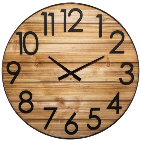 Atmosphera – Horloge murale vintage en métal et bois D70 – Cadre fer et fond MDF – Mécanisme silencieux – Décoration intérieure élégante (1/4)