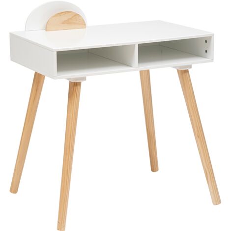 Atmosphera – Bureau enfant blanc 75x47x87 cm – MDF et bois de pin – Design scandinave moderne – Étagère intégrée pour rangement (1/7)