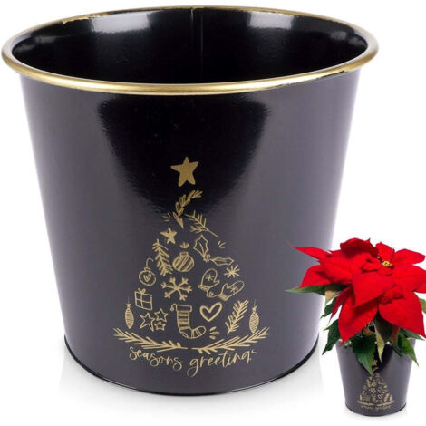 Seau en métal pour Noël, noir, 20,5 x 18 cm (1/5)