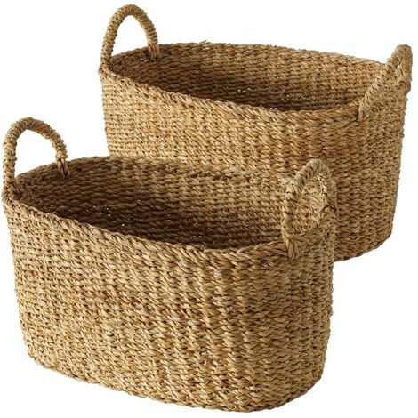 ABOOFAN Panier à fleurs en osier tressé à la main avec poignée pour cadeau de mariage, fête d'anniversaire, pique-nique, panier à linge pour un usage