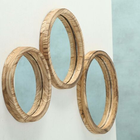 Lot De 3 Miroirs Muraux Ronds Travis – Noirs, Tailles Différentes – Style Moderne – Neuf