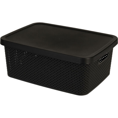 Boîte de rangement avec couvercle, verrouillable, en plastique, 13 l