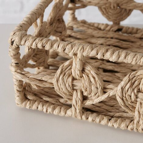 IGNPION Porte-serviettes carrés en rotin, distributeur de serviettes de cocktail tissé pour restaurant, 12,7 x 12,7 cm, plateau de rangement pour fête, bar, cuisine, restaurant