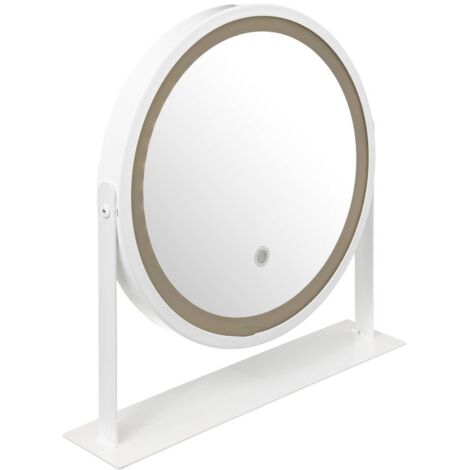 Miroir de maquillage avec éclairage LED, blanc, Ø 34 cm (1/5)