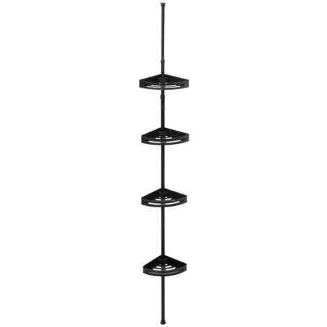 5Five Simply Smart – Étagère télescopique pour douche – 4 paniers – Aluminium noir laqué résistant à l'humidité – Dimensions 20,5 x 20,5 x 240 cm