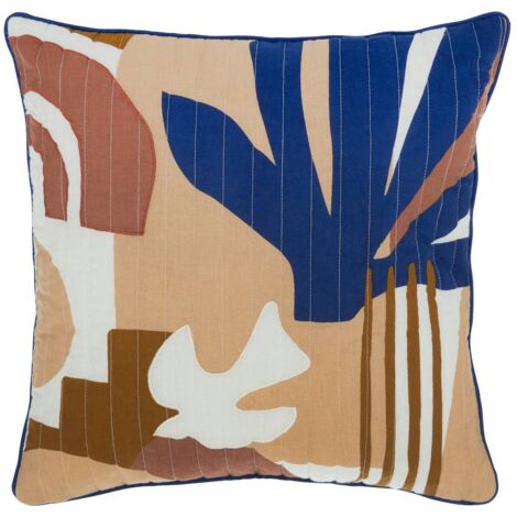 Coussin imprimé Soleya 40x40cm bleu indigo - Atmosphera créateur d'intérieur (1/3)
