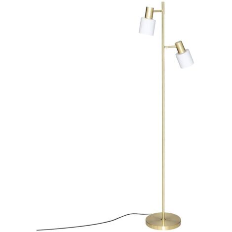 Atmosphera – Lampadaire droit 143 cm en métal doré – Douille E14 jusqu'à 15W – Longueur câble 180 cm – Pour salon et bureau