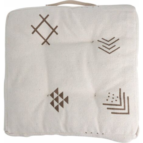 Coussin de chaise, housse en coton, motif ethnique, 40 x 40 x 6 cm (1/2)