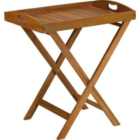 Table en bois avec plateau de service amovible, 60 cm (1/4)