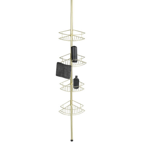 Wenko – Étagère de douche télescopique 4 niveaux – Acier inoxydable résistant à la corrosion – Fixation sans perçage – Hauteur réglable 65-275 cm