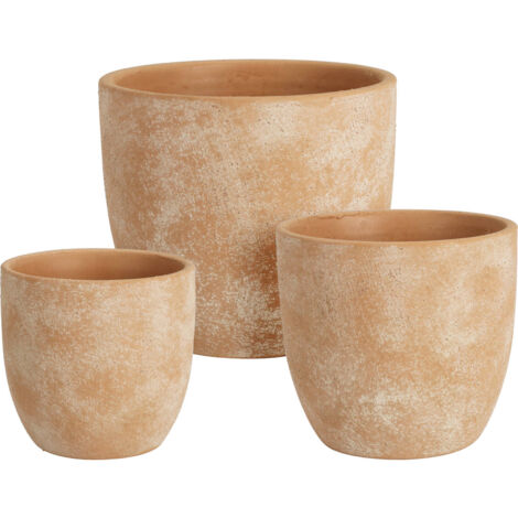 Lot De 3 Pots De Fleurs En Terre Cuite - Céramique Résistante Au Gel - Diamètres 23, 28, 31 Cm - Style Rustique