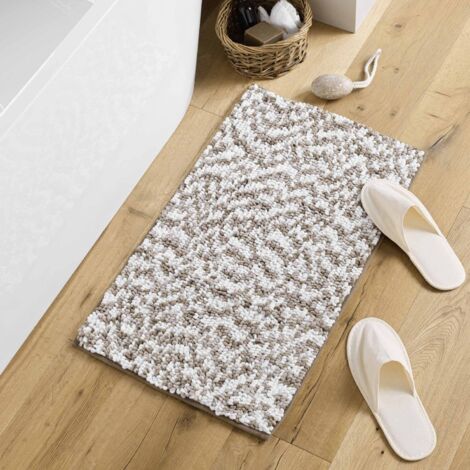 Tapis de bain 45x75 cm microfibre tricolore - Marron (1/5)