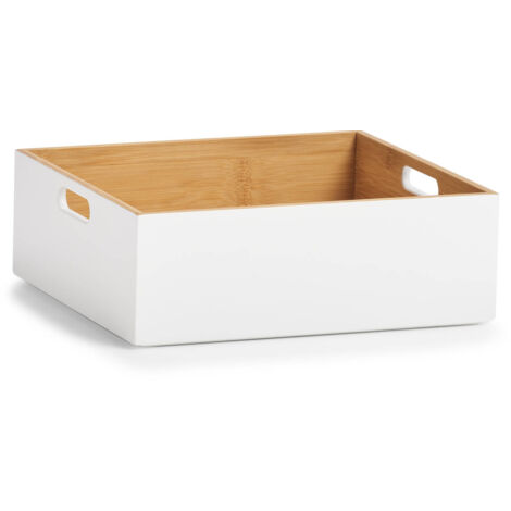 Boîte de rangement en bambou, blanc 30x27x10,5 (1/5)