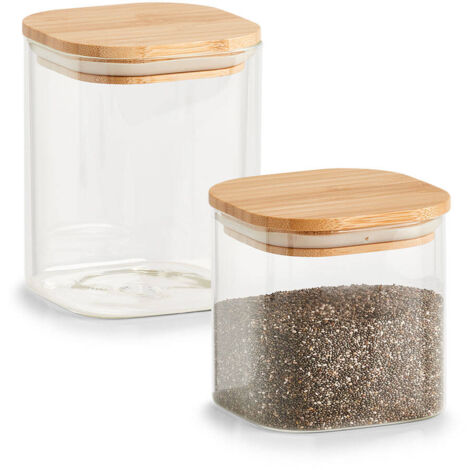 Récipient en verre carré avec couvercle hermétique, 900 ml