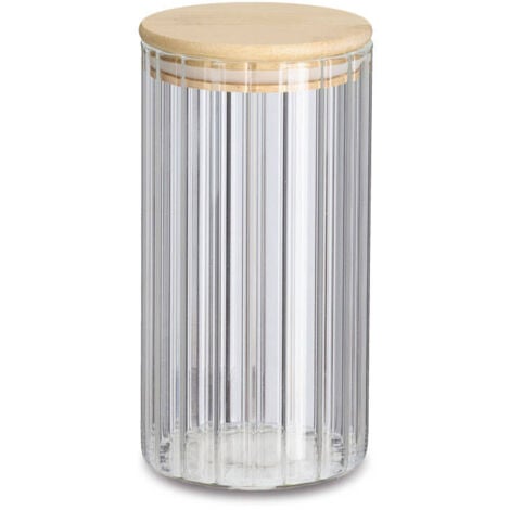 Récipient en verre avec couvercle en bambou GROOVES, 800 ml