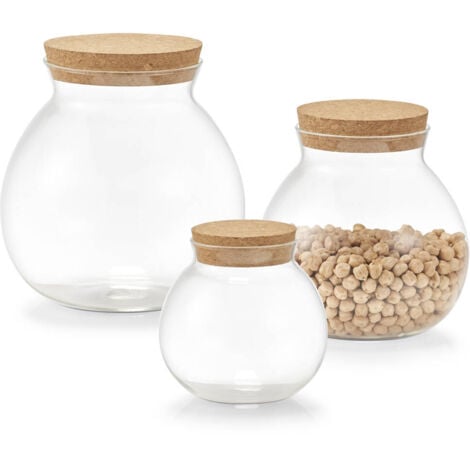 Récipient en verre avec couvercle en liège, 1050 ml