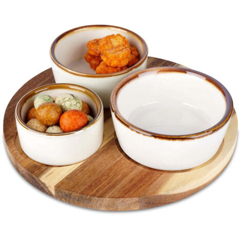 Ensemble de planches de service, en ardoise, plateau à fromage, en bois d'acacia avec plateau en ardoise, plateau en ardoise, plateau à fromage avec bol en céramique, parfait pour les antipasti