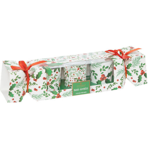 Set de 3 Bougies parfumées dans photophore en verre 135G Houx et Baies givrées - Feeric Christmas (1/5)