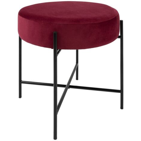 Atmosphera – Tabouret en velours violet Ø 47 cm – Hauteur 45 cm – Pieds en métal pour stabilité – Design moderne pour intérieur élégant (1/4)