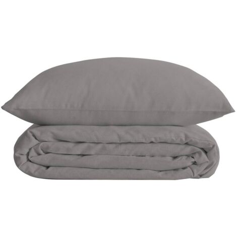 Parure de lit Landiha Percale gris 240x220cm - Atmosphera créateur d'intérieur (1/2)