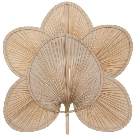 Atmosphera – Déco murale Selma 70x70cm beige – Feuilles de palmier en rotin tressé – Ambiance bohème pour salon ou chambre