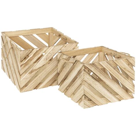 Lot de 2 caisses Sulei bois L30/37cm - Atmosphera créateur d'intérieur