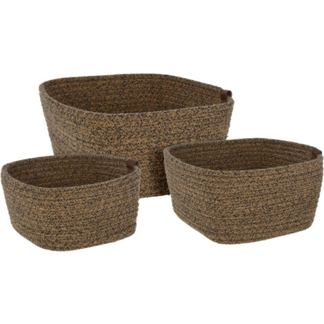 Jessar - Panier de Rangement en Tissus, Ensemble de 3, Beige