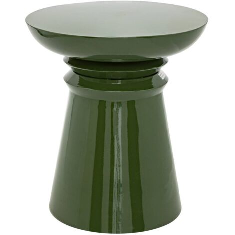 Atmosphera – Table d'appoint Totem en métal vert D 38 cm – Hauteur 43 cm – Finition glossy pour petits espaces – Légère et facile à déplacer (1/4)